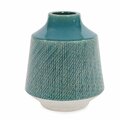 Howard Elliott Cross Hatched sea Blue Ceramic Round Vase 89107